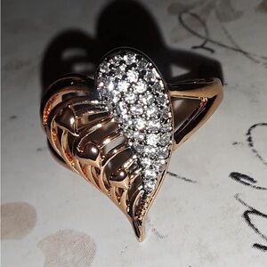18K filled Rose Gold Heart Ring with Crystal Pavé Accent